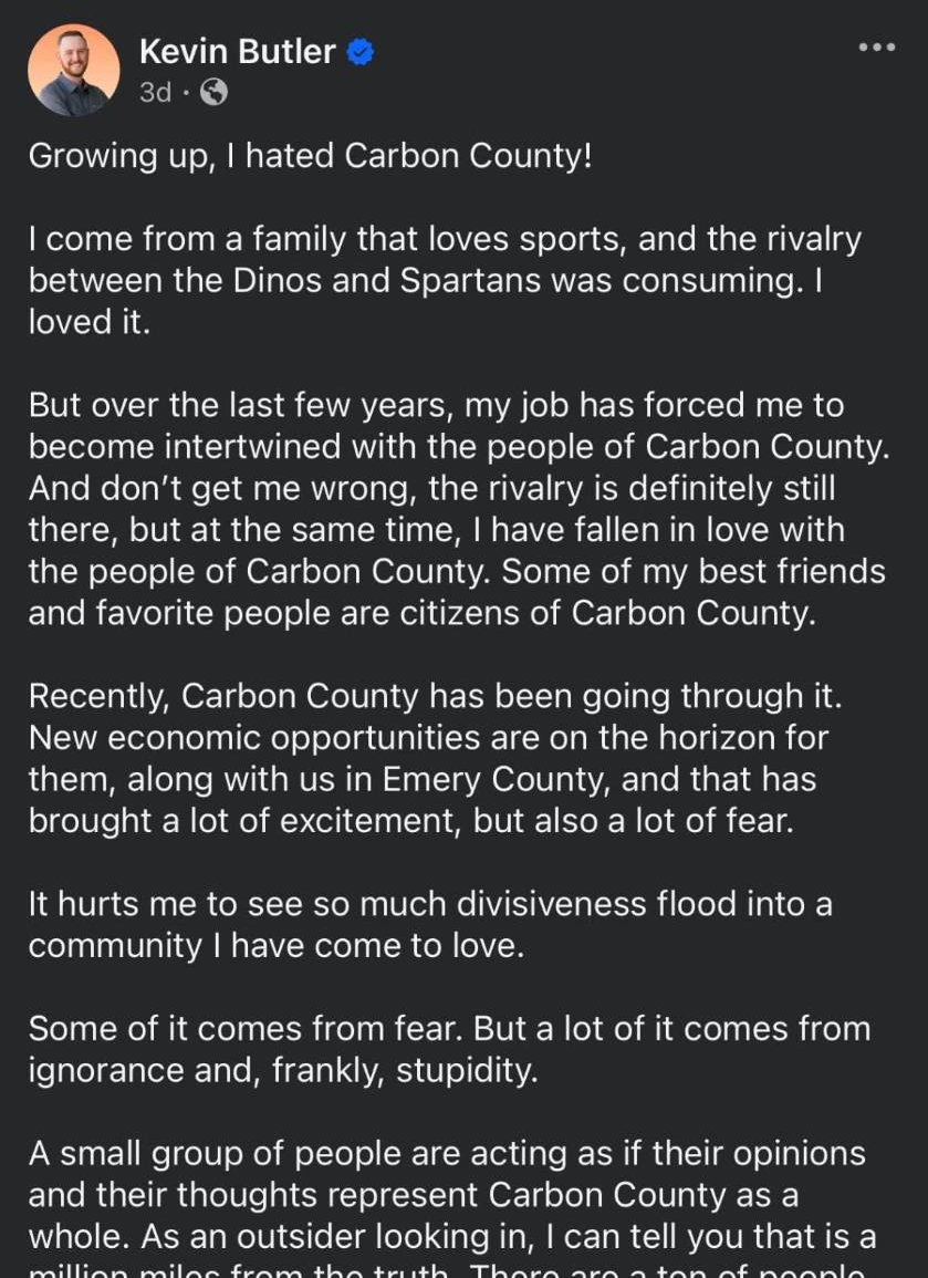 Kevin Butler's public Facebook post after the Oct. 6 Planning Commission meeting.
